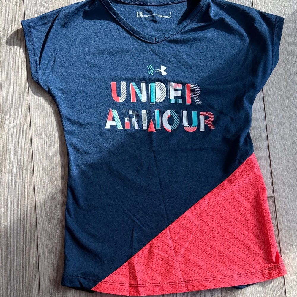 Under Armour Kids Blue and Pink Graphic Tee